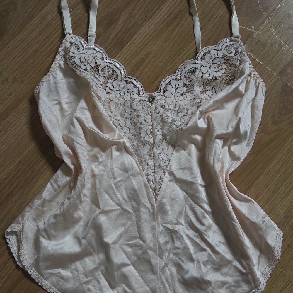 Maidenform Lace-Trim Satin Camisole Slip in Light Blush